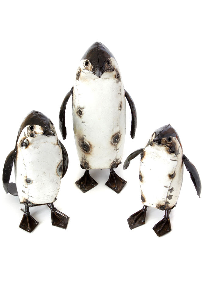 Pingouin en Métal Recyclé - Décoration Artisanale Écologique