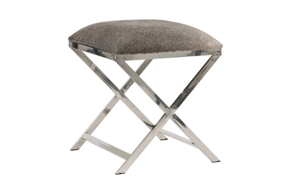 Light & Living Sami Square Nickel Stool Grey Cowskin