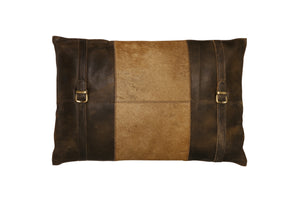 Light & Living Country Leather Rectangle Pillow Dark Brown