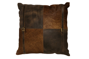 Light & Living Country Leather Square Pillow Dark Brown