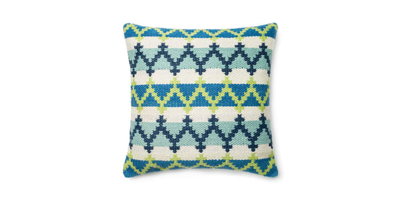 Loloi P0340 Indoor/Outdoor Pillow- Blue/Green