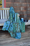 African Blue and Green Bogolan Festival Throw Blanket