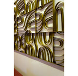 Gold Leaf Design Metal Wood Grain Panel (Sets of 2)