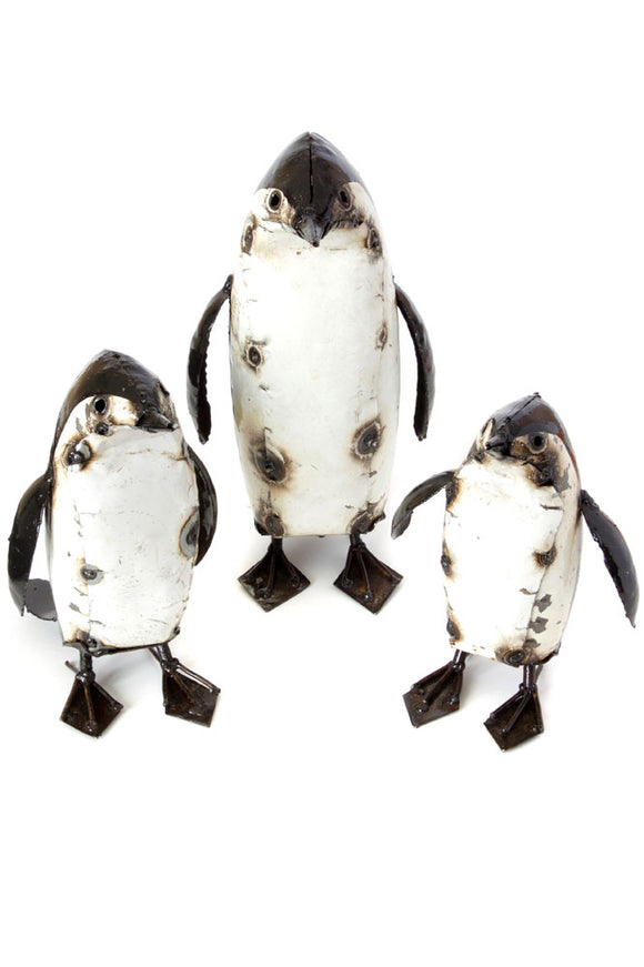 Recycled Metal Penguin Sculptures