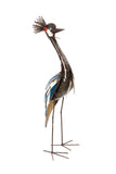 Recycled Metal Crowned Crane Sculptures