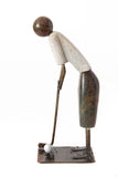 Zimbabwean Simple Life Stone and Metal Golfer Sculpture