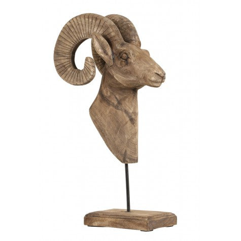 Light & Living Ram Wood Ornament