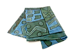 African Blue and Green Bogolan Festival Throw Blanket